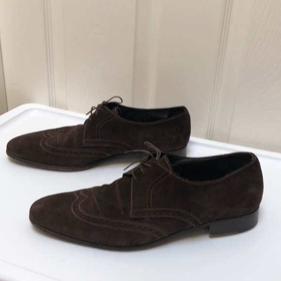 A. Testoni Basic Brown Suede Oxford Wingtip - Picture 3 of 8